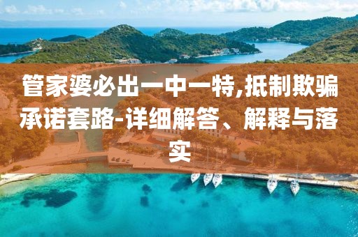 管家婆必出一中一特,抵制欺骗承诺套路-详细解答、解释与落实